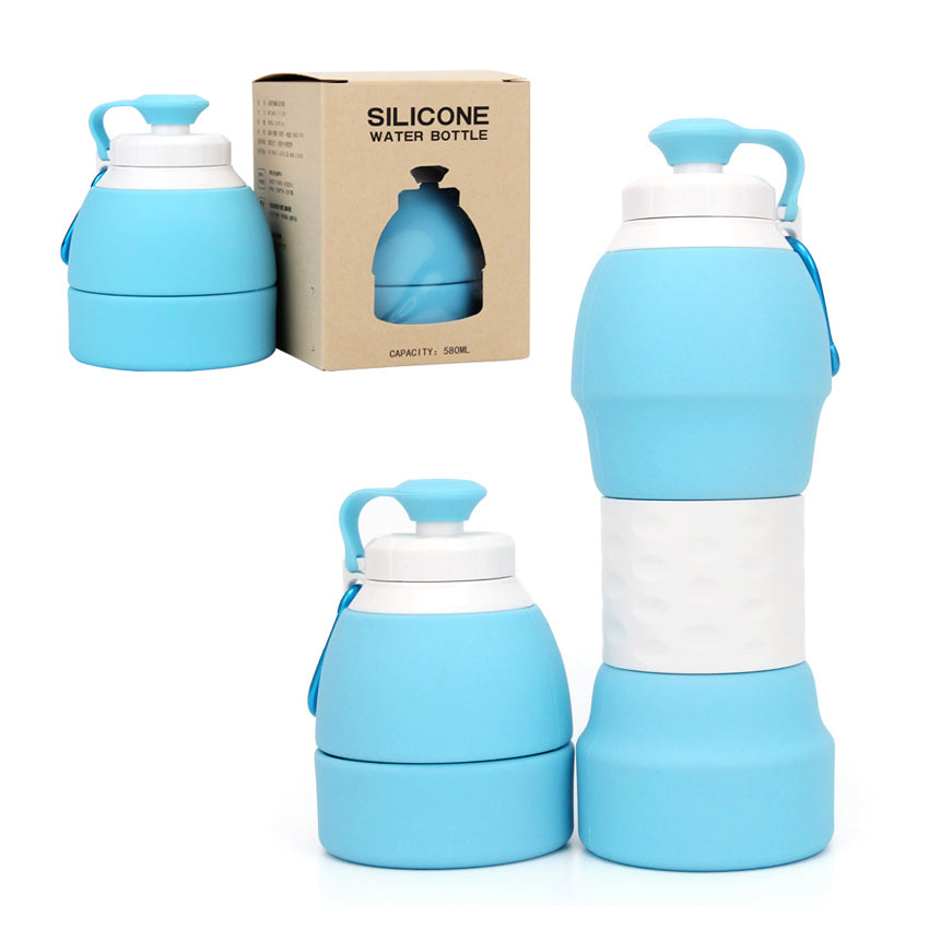 Collapsible Silicone Water Bottle with Carabiner Clip
