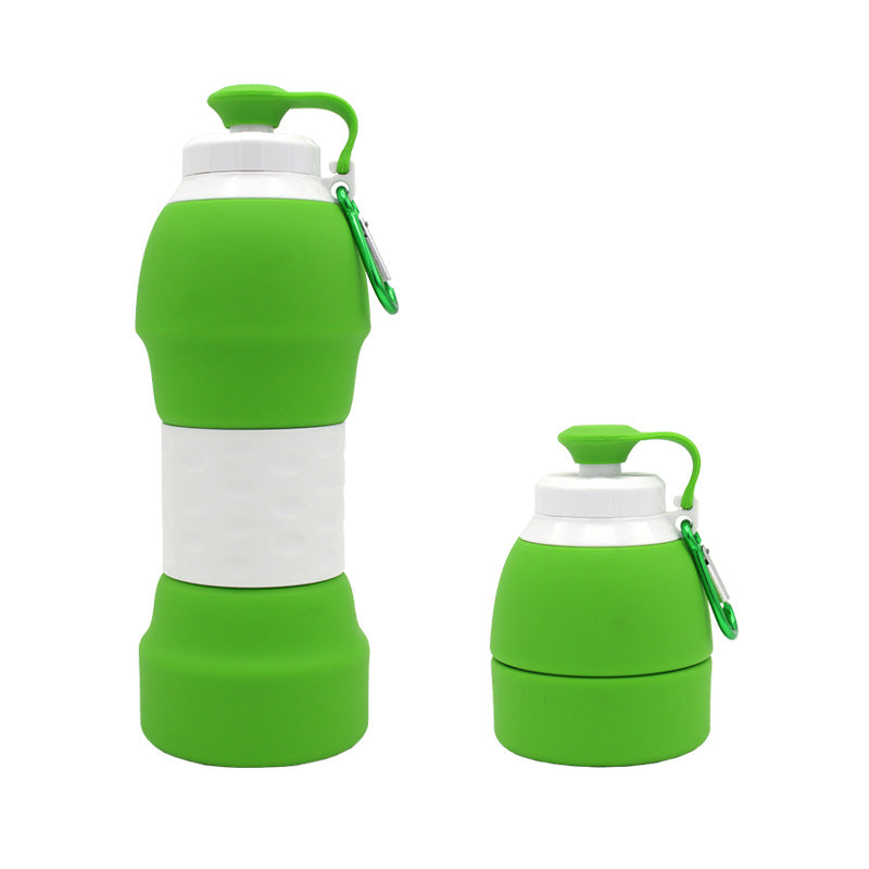 Collapsible Silicone Water Bottle with Carabiner Clip
