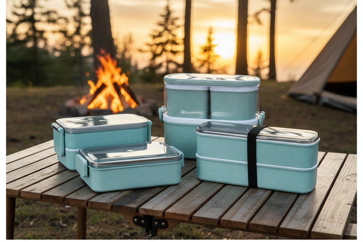Eco Rice Husk Leak-Proof Bento Container Set - Zero Plastic, Trail Ready