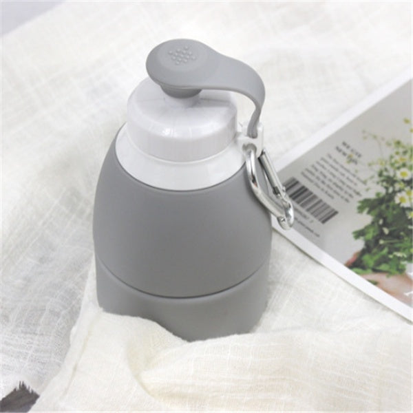 Collapsible Silicone Water Bottle with Carabiner Clip