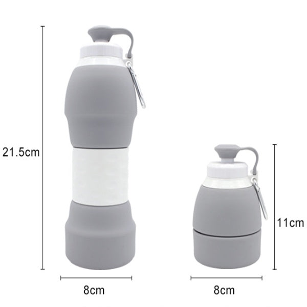 Collapsible Silicone Water Bottle with Carabiner Clip