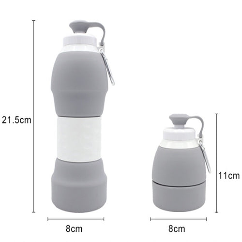 Collapsible Silicone Water Bottle with Carabiner Clip