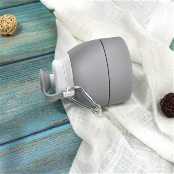 Collapsible Silicone Water Bottle with Carabiner Clip