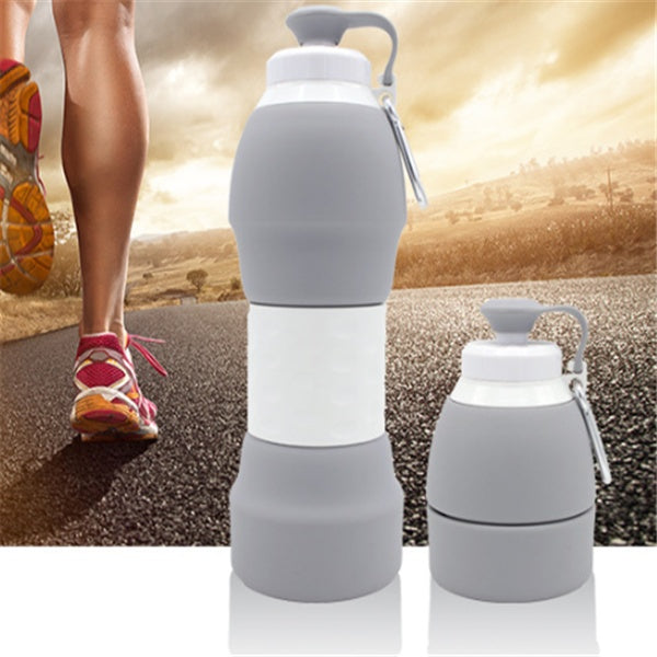 Collapsible Silicone Water Bottle with Carabiner Clip