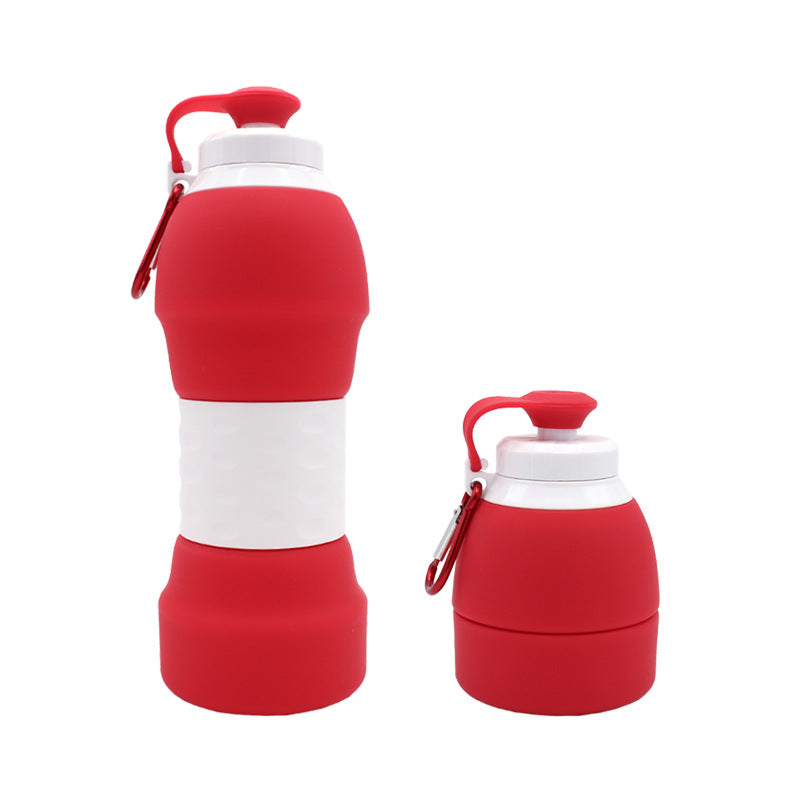 Collapsible Silicone Water Bottle with Carabiner Clip