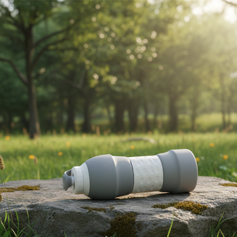 Collapsible Silicone Water Bottle with Carabiner Clip