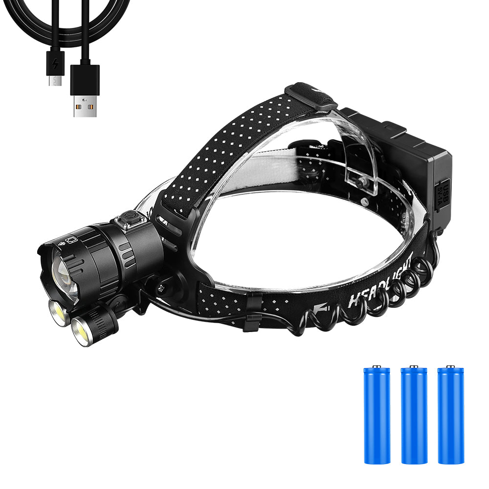 Waterproof LED 4500 Lumen USB Rechargeable Headlamp with Mobile Power Supply