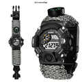 Tactical Survival Waterproof Watch - Paracord, Firestarter, Whistle, Compass