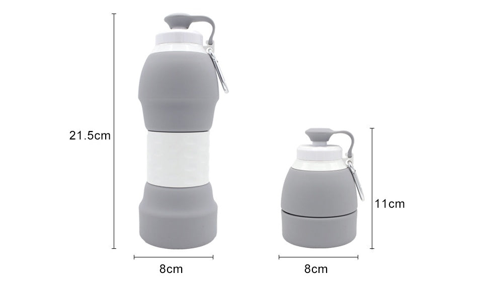 Collapsible Silicone Water Bottle with Carabiner Clip