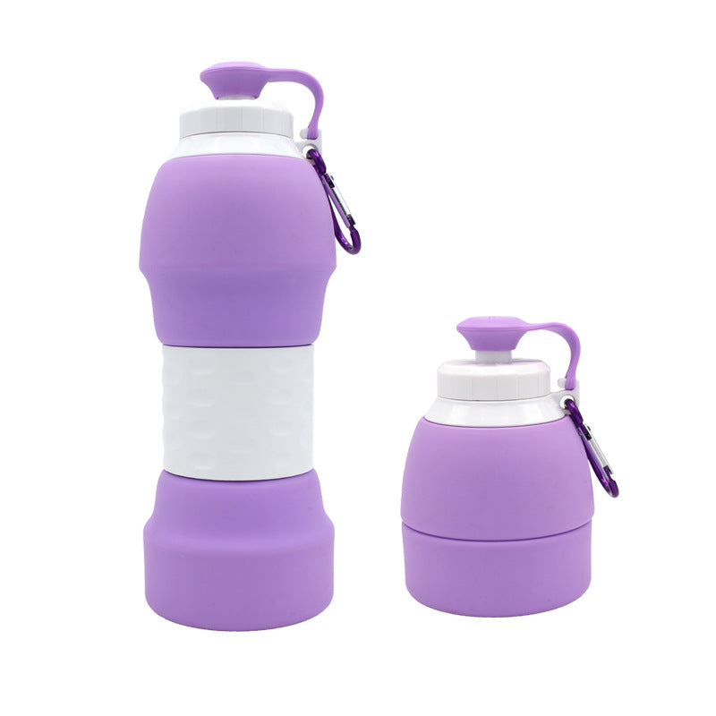 Collapsible Silicone Water Bottle with Carabiner Clip