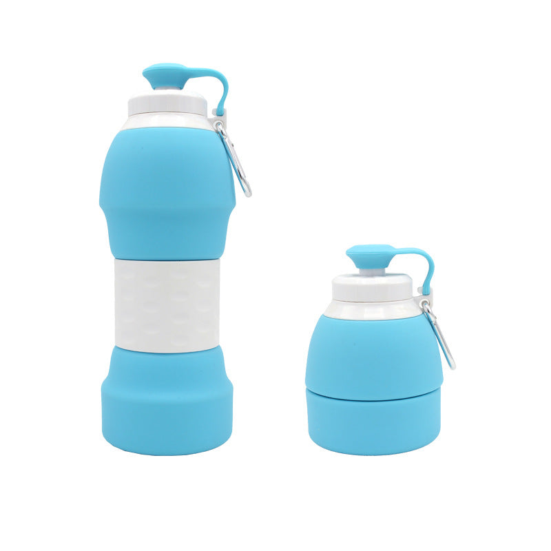Collapsible Silicone Water Bottle with Carabiner Clip