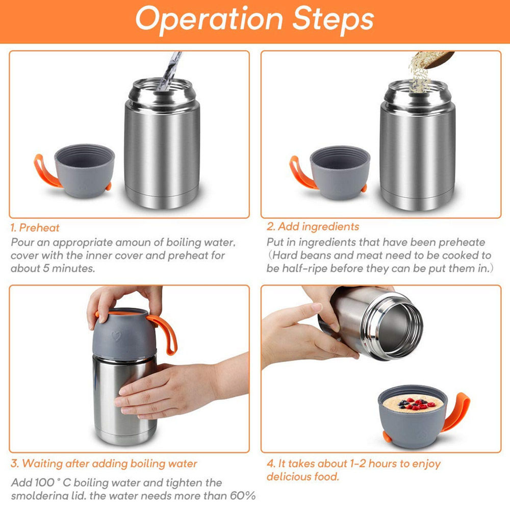 Vacuum Insulated Stainless Steel Food Jar - Hot 6 hours, Cold 12hours
